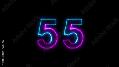 Timecode countdown glitch malfunction real time one minute 24 fps. 60 seconds countdown neon. photo