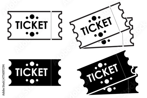Ticket icon outline, Event tickets black and white monochrome