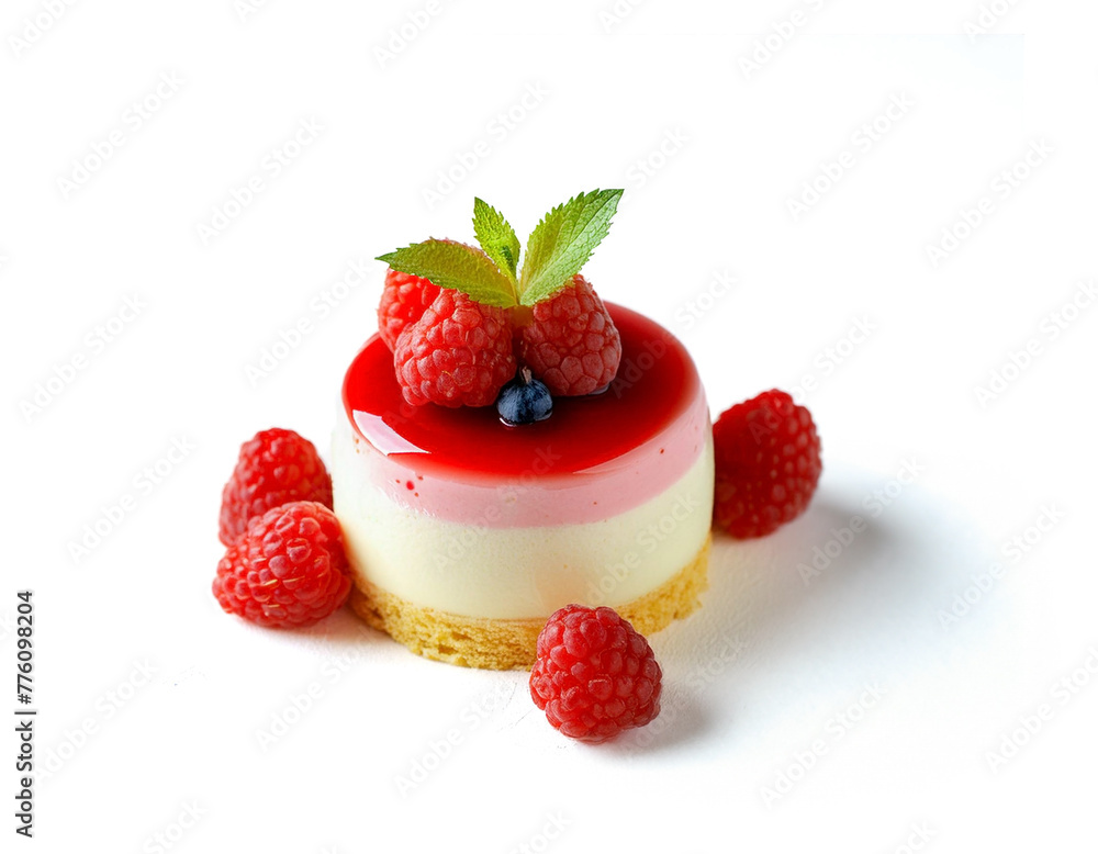 ベリーとバニラの丸いムースケーキ 白背景の切り抜き ベリーとバニラの丸いムースケーキ 白背景の切り抜き