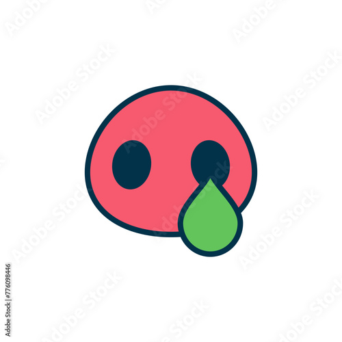 Pig nose with a drop. Color vector icon.