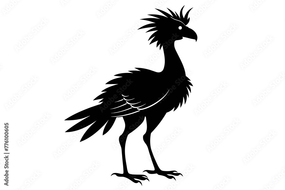 Simple  secretary bird, silhouette black vector illustration