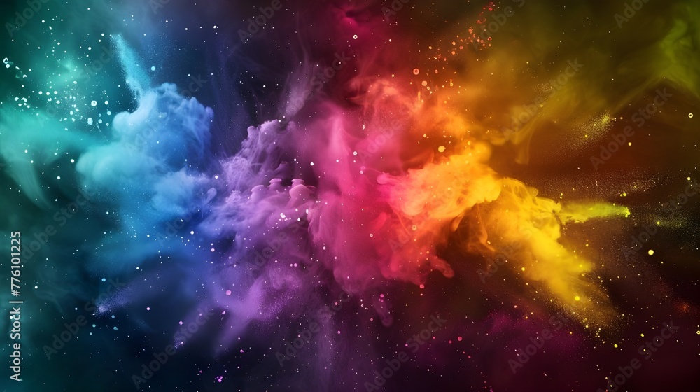 Explosion of colored powder Abstract colored background