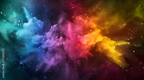 Explosion of colored powder Abstract colored background © Hem