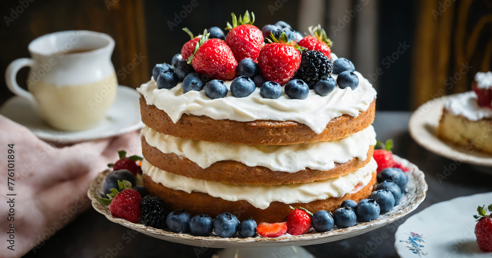 cake with fresh berries cake with fresh berries