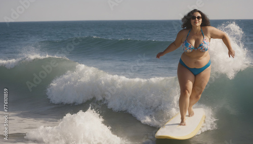 overweight woman surfer