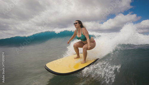 overweight woman surfer