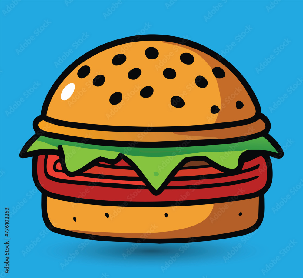 Hand Drawn Burger Vector Illustration. Burger with juicy beef. Hand Drawn Burger Vector Illustration. Burger with juicy beef.