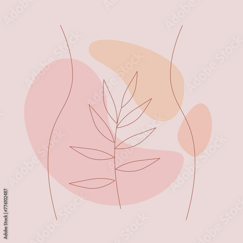Gynecology and female intimate health concept. Sign, symbol, icon of women with floral feminine gynecology. Beauty female reproductive system with flowers. Woman health. Female reproductive system