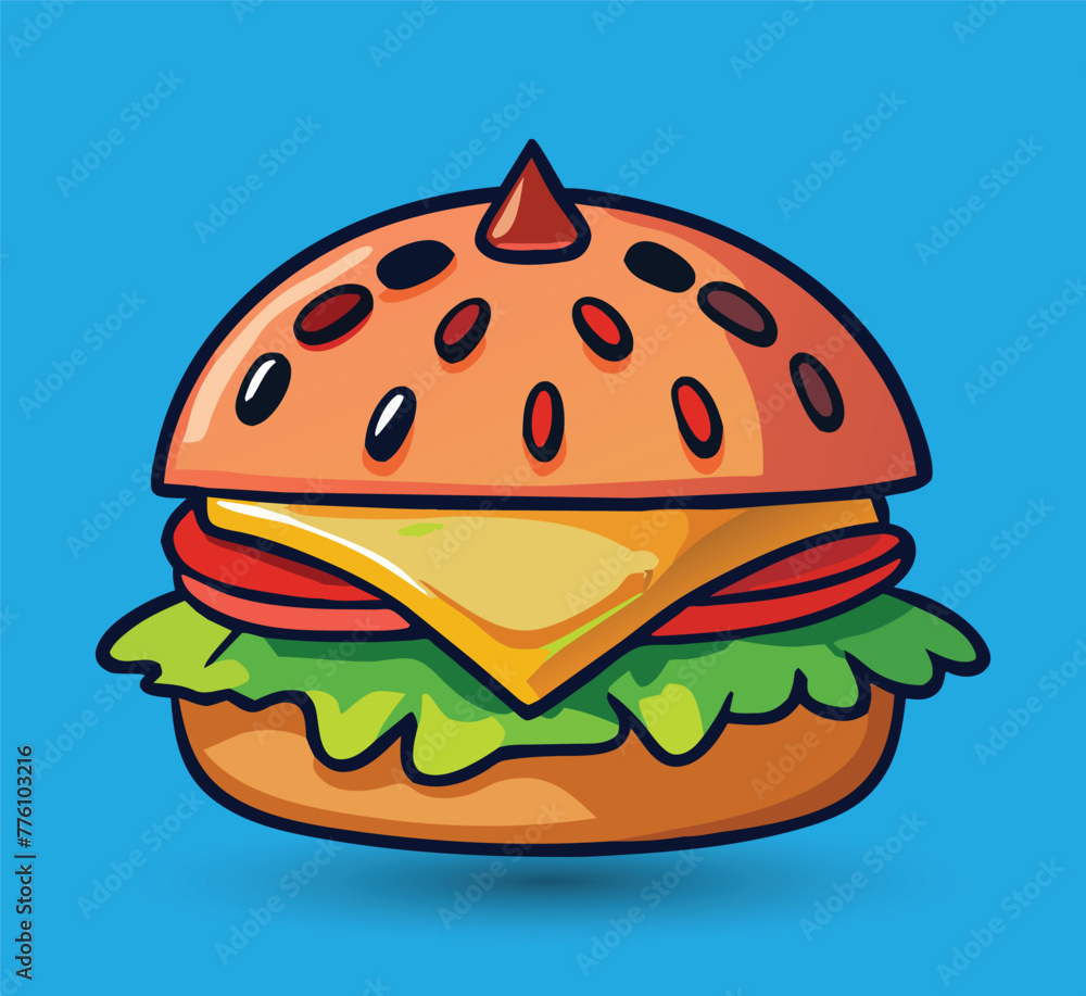 Hand Drawn Burger Vector Illustration. Burger with juicy beef. Hand Drawn Burger Vector Illustration. Burger with juicy beef.