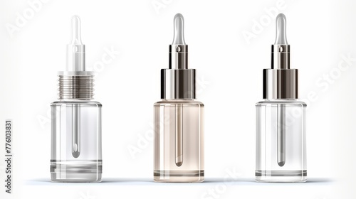 Stylish Cosmetic serum mockup, Glass bottle with pipette dispenser.