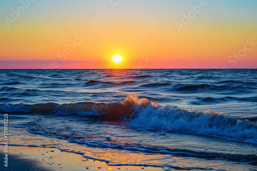 Photo beautiful sunset on the beach photo as a background © yuniazizah