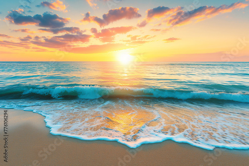 Photo beautiful sunset on the beach photo as a background #776106294