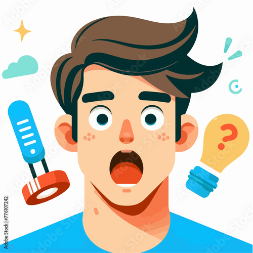 vector image of shocked male expression