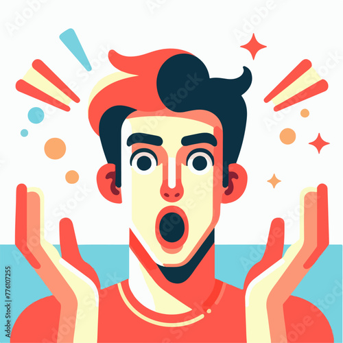 vector image of shocked male expression