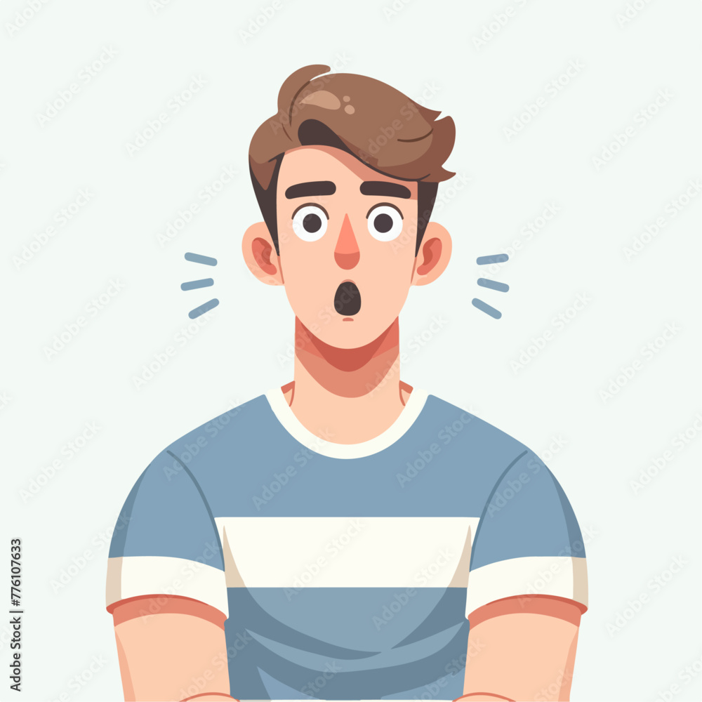 vector image of shocked male expression