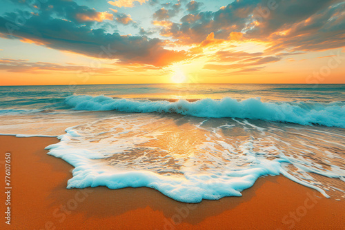 Photo beautiful sunset on the beach photo as a background