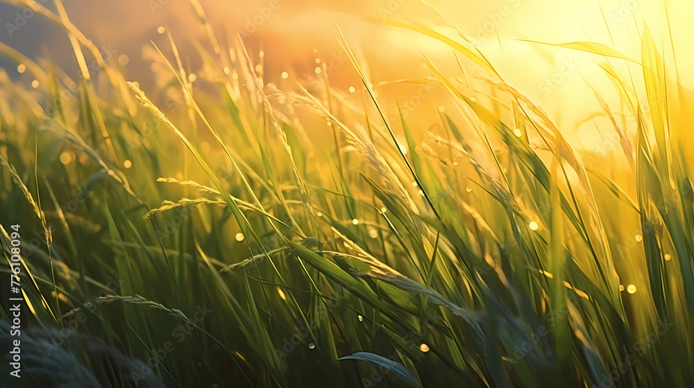 Stunning close-up of sun kissed grass blades Stunning close-up of sun kissed grass blades