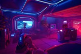 Cold Retro Interior Design: A Modern Gaming Den Inspired by Synthwave Aesthetics