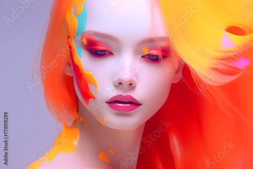 Colorful Oil Paint Animation: A Digital Portrait of a Girl