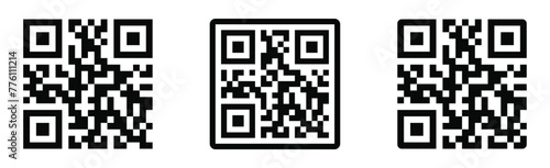 Scan QR code icon set. Barcode, QR code scan with smartphone. Symbol for scanning qrcode.