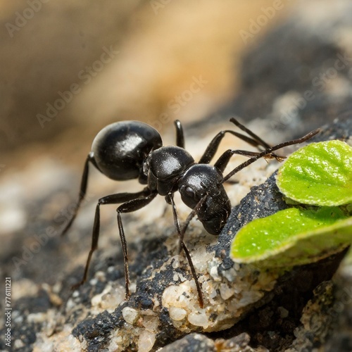 black ant on a leaf