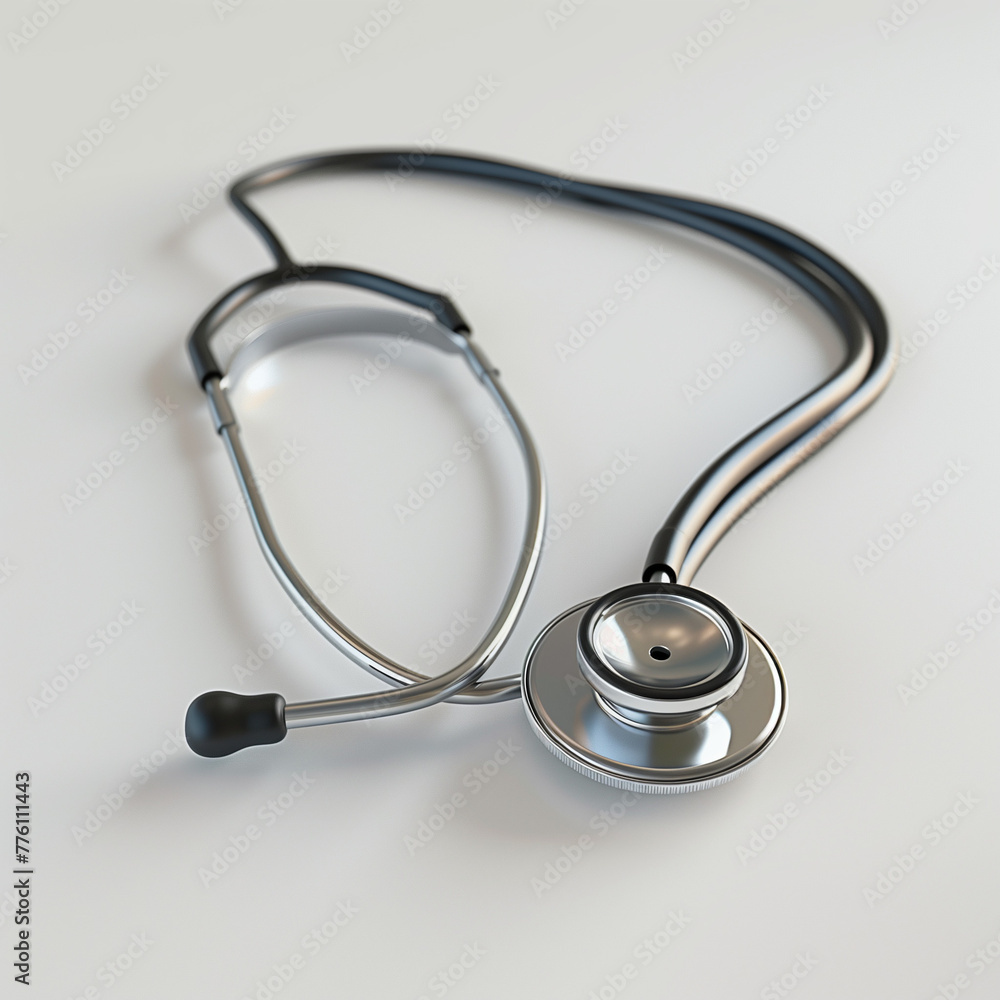 Modern Stethoscope on White Background, Medical Equipment Close-up Modern Stethoscope on White Background, Medical Equipment Close-up