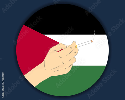 Holding a cigarette with Jordan flag, smoking and addiction idea