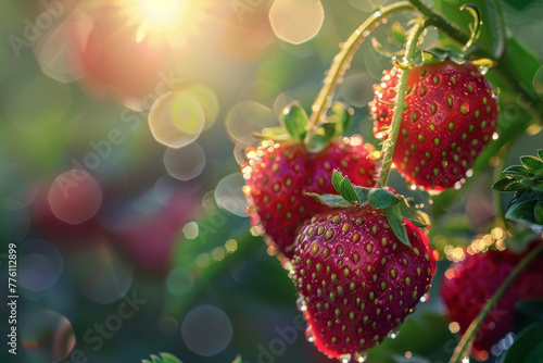 Dew-kissed Strawberries in Sunlight