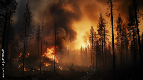Natural Disaster, Forest Fire, Wildfires. © dekzer_ai