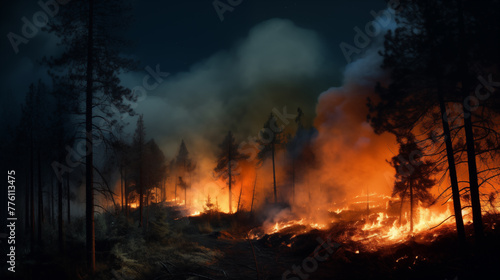 Natural Disaster, Forest Fire, Wildfires. © dekzer_ai
