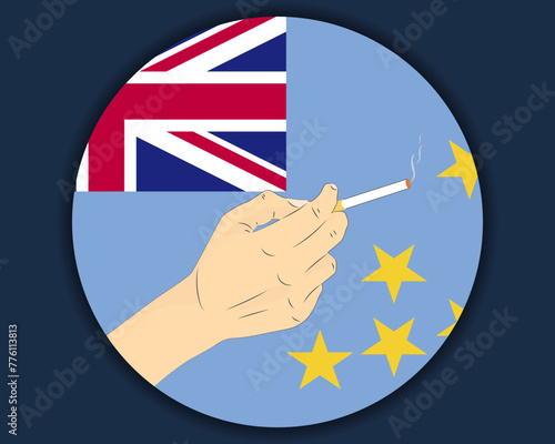 Holding a cigarette with Tuvalu flag, smoking and addiction idea