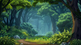 Blurred fantasy forest illustration