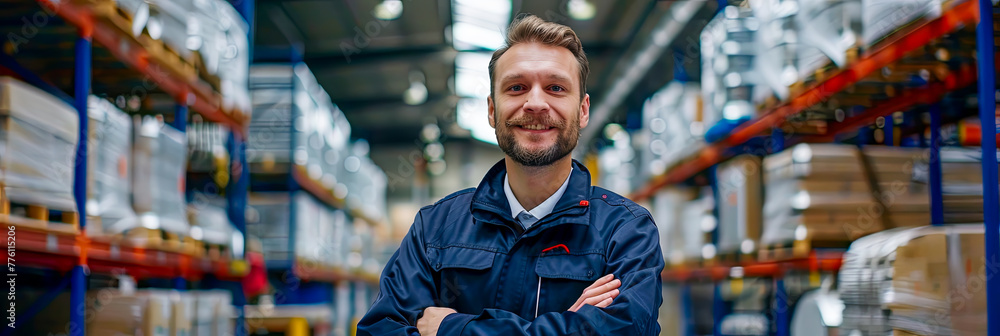 Warenlager mit gut organisierten Regalen und Stapeln von Kartons und Paletten. Mitarbeiter sind dabei, Waren zu kommissionieren, zu verpacken und für den Versand vorzubereiten. Gabelstapler und andere Warenlager mit gut organisierten Regalen und Stapeln von Kartons und Paletten. Mitarbeiter sind dabei, Waren zu kommissionieren, zu verpacken und für den Versand vorzubereiten. Gabelstapler und andere
