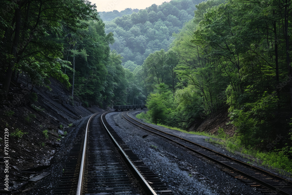 Fototapeta premium Serene Autumn Railway Curve