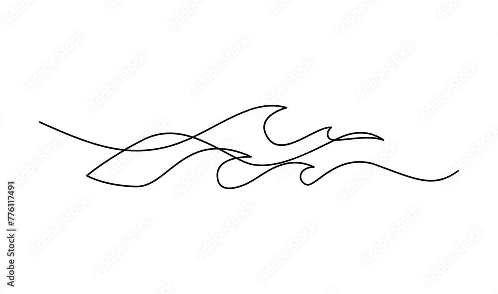 ocean Sea wave one line drawing art continuous line ocean Sea wave one line drawing art continuous line