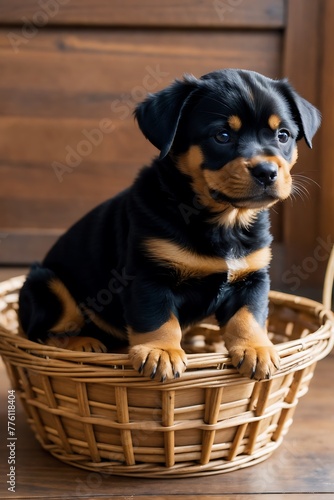 A Cute Rottweiler Puppy Happy Face