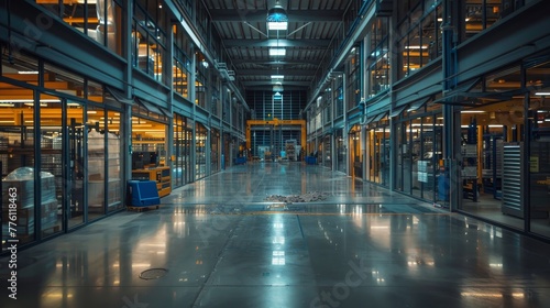 A large, empty warehouse with a lot of windows. The space is very open and bright, with a lot of natural light coming in from the windows. The emptiness of the space gives it a feeling of potential