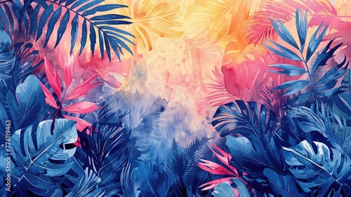 For a background with texture, use palm palms and tropical vegetation.