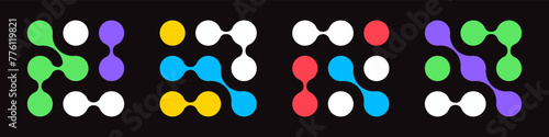 Colorful meta balls collection. Connected morph dots. Liquid blobs fluid set. Rounded design elements for logo, icon, tag, emblem, poster.