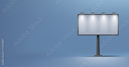 Night 3D visualization with illumination of a large billboard for advertising on the streets, highways. For advertising posters OOH. Vector