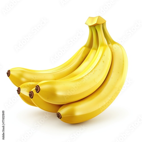 Realistic illustration bananas, 3d icon. Bunch of bananas isolated on white background photo
