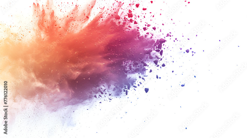 colorful mixed rainbow powder explosion isolated on white background ,Explosion of colored powder on white background
