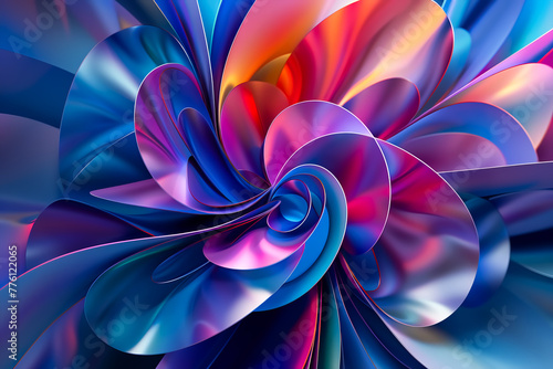 Vibrant Multicolored Abstract Floral Design with Swirling Petal-Like Shapes and Mesmerizing Visual Effect