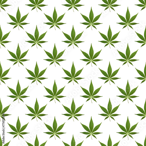 Green Realistic Cannabis Leaf Seamless Pattern transparent PNG