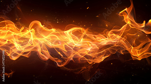Texture of burning fire, bright flame ,Fire flames on black background , Abstract blaze fire flame texture background