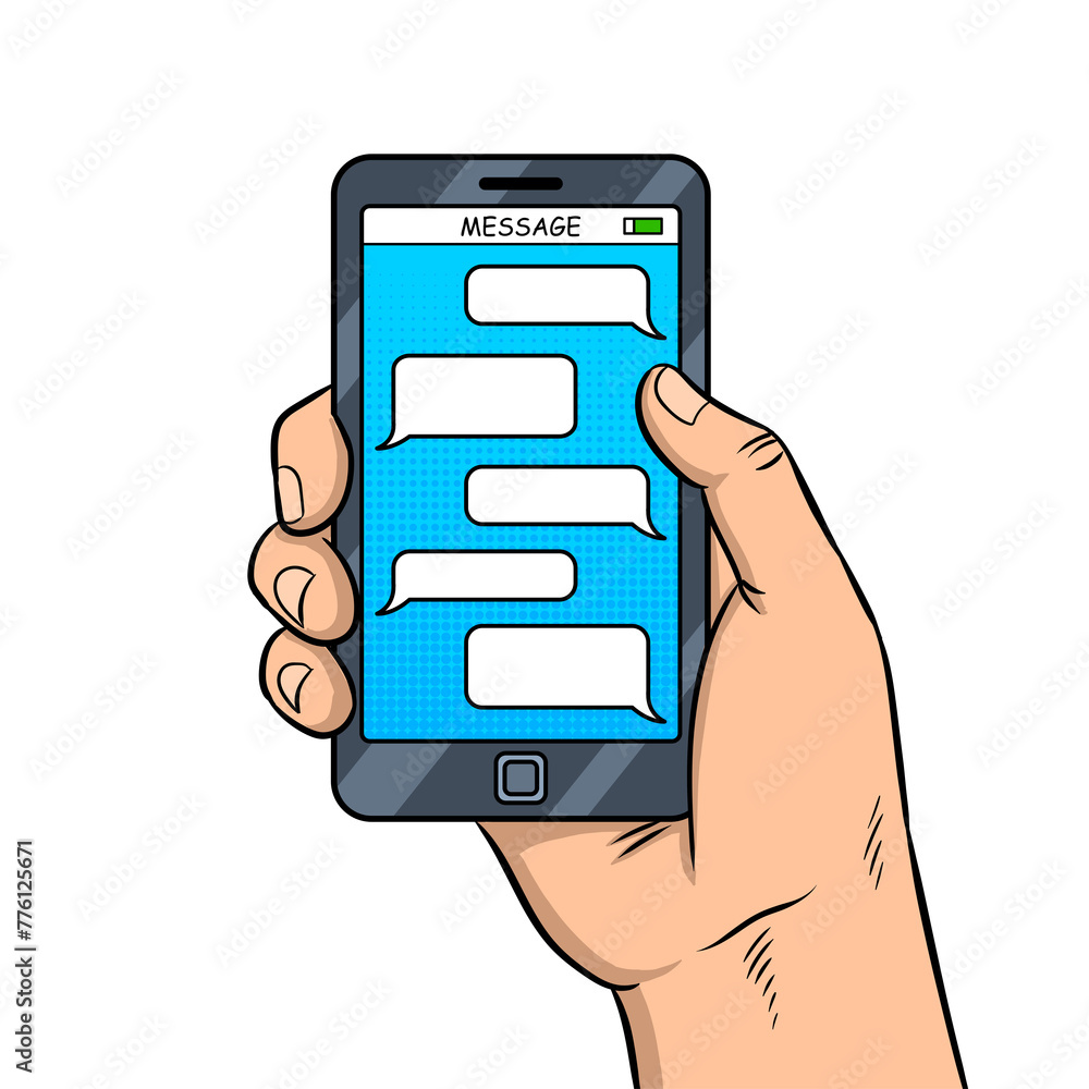 Smart phone messaging pop art PNG