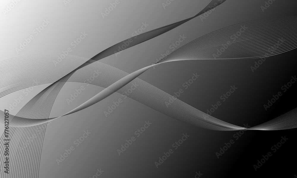 Obraz premium gray lines wave curves with smooth gradient abstract background