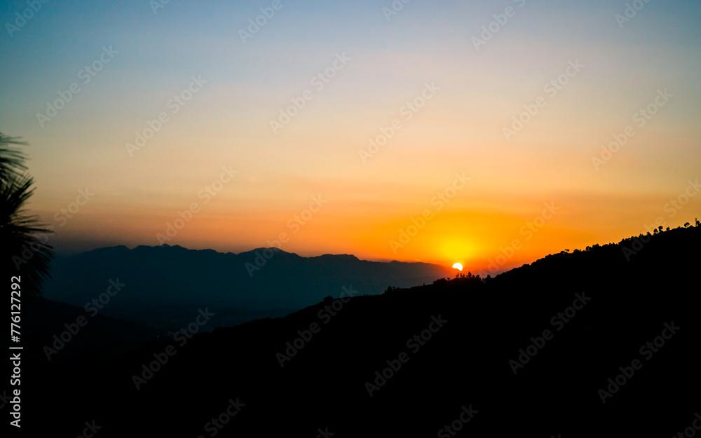 Beautiful Sunset view over the mountain in Nepal. Beautiful Sunset view over the mountain in Nepal.