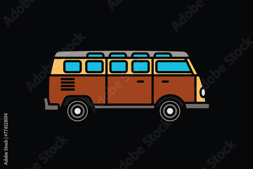 Original vector illustration. An old travel van.