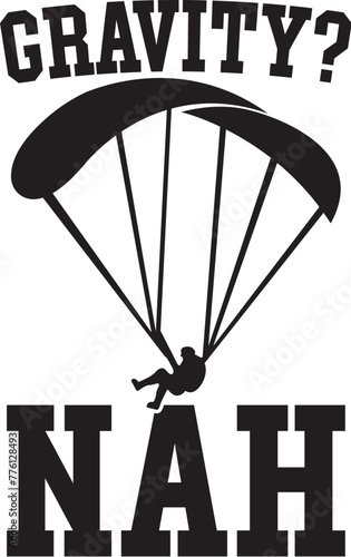 Gravity Nah - Paragliding Illustration Vector, Paraglider Design